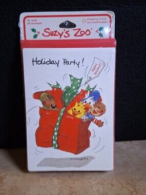 Suzy's Zoo Holiday Party Invitation Cards Pack Of 10 Cards Envelopes Duck Chick